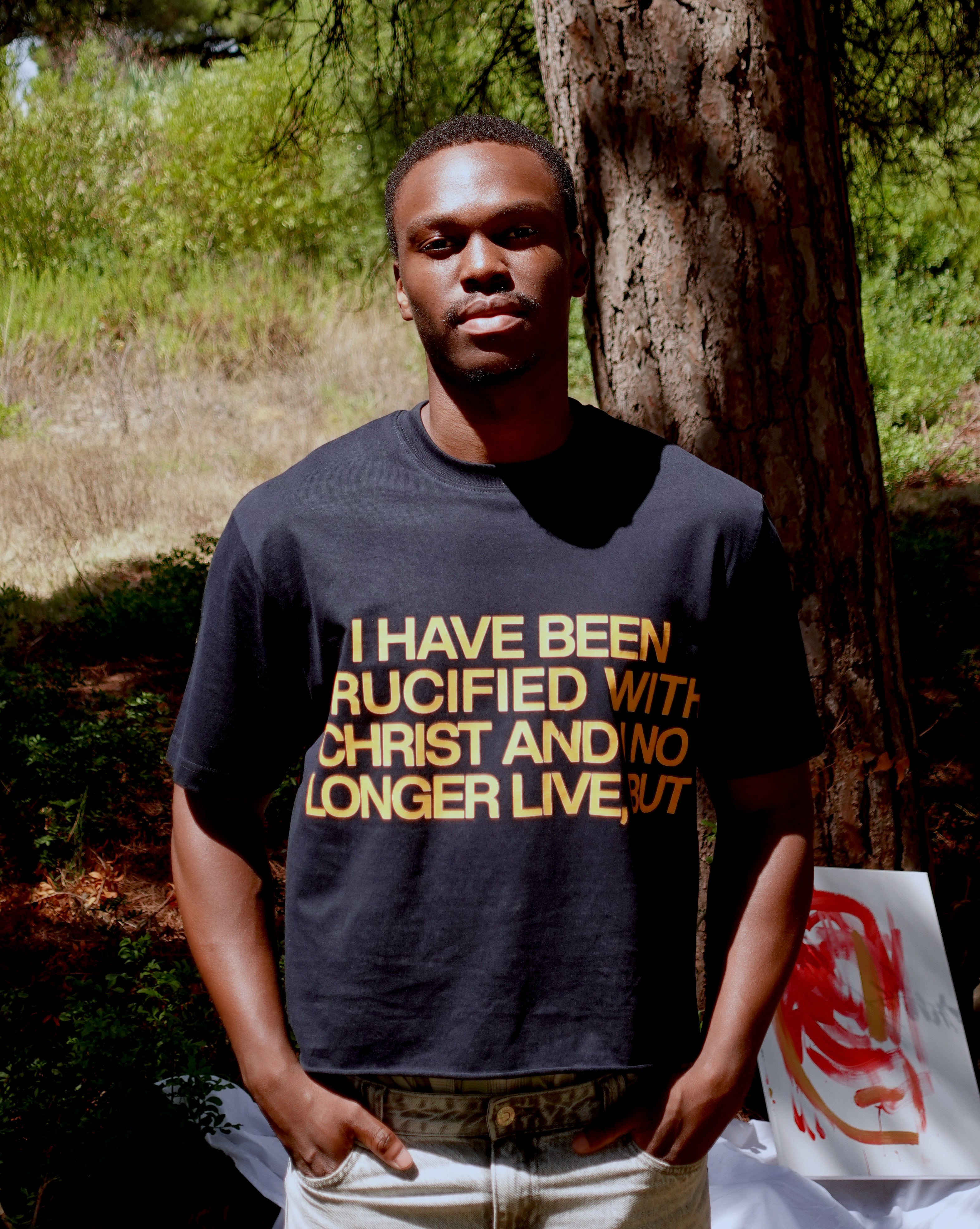 GALATIANS 2:20 NAVY BLUE T-SHIRT