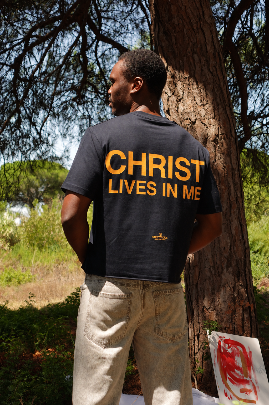 GALATIANS 2:20 NAVY BLUE T-SHIRT