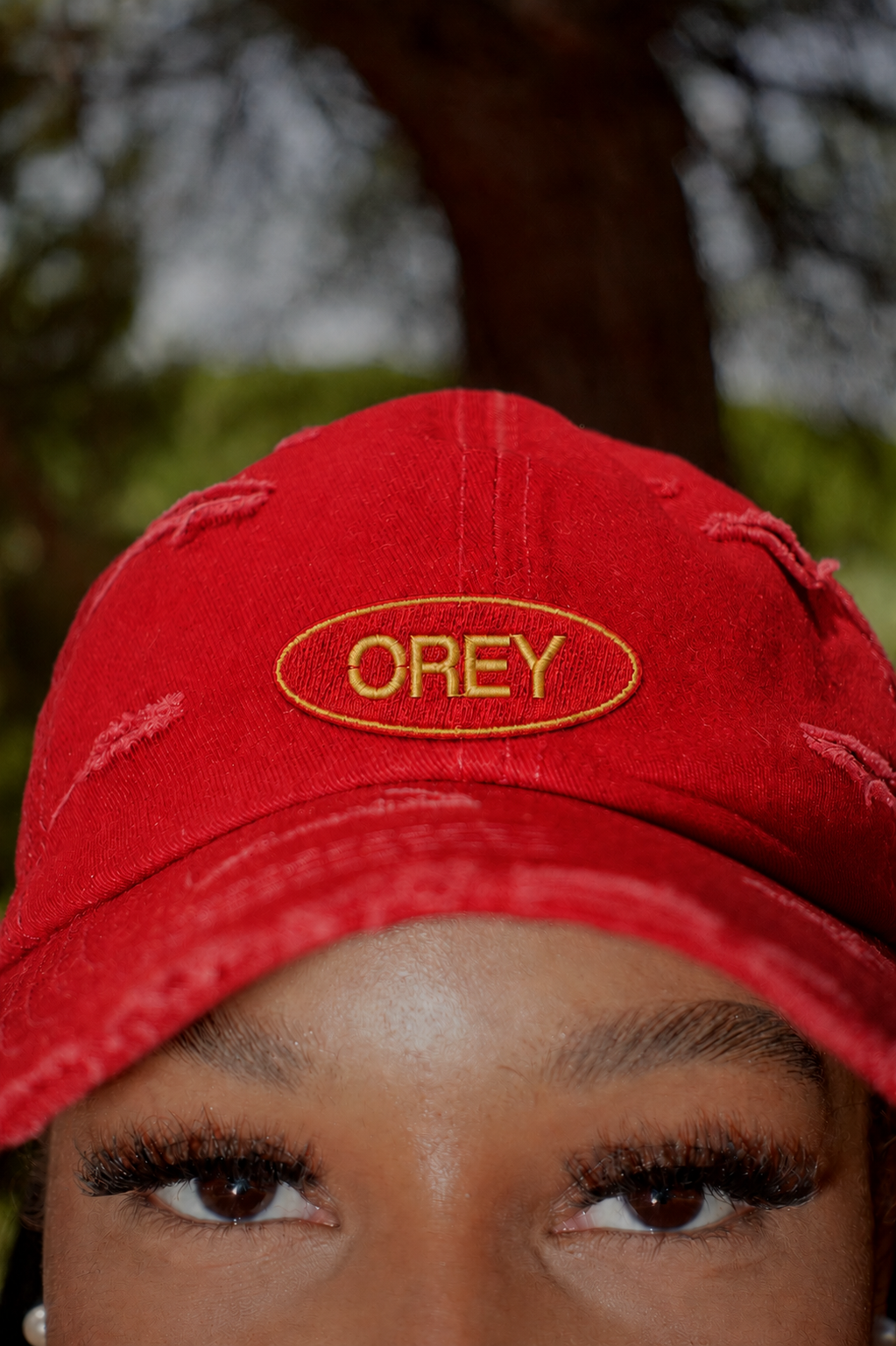 DISTRESSED RED OREY HAT